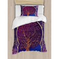 thumbnail image 3 of Ethnic Duvet Cover Set, Tree with Curved Leafless Branches Middle Eastern Moroccan Arch Retro Art Design, Decorative 3 Piece Bedding Set with 2 Pillow Shams, King Size, Purple Blue, by Ambesonne, 3 of 3