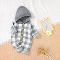 thumbnail image 2 of Youmylove Fall Winter Sweater For Kids Tops Unisex Baby Girl Boy Knitted Romper Jumpsuit Plaid Button Down Hooded Sweater Playsuit Clothes, 2 of 9