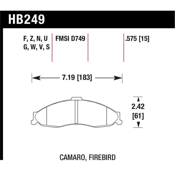 Hawk 1998-2002 Chevrolet Camaro SS 5.7 HPS 5.0 Front Brake Pads