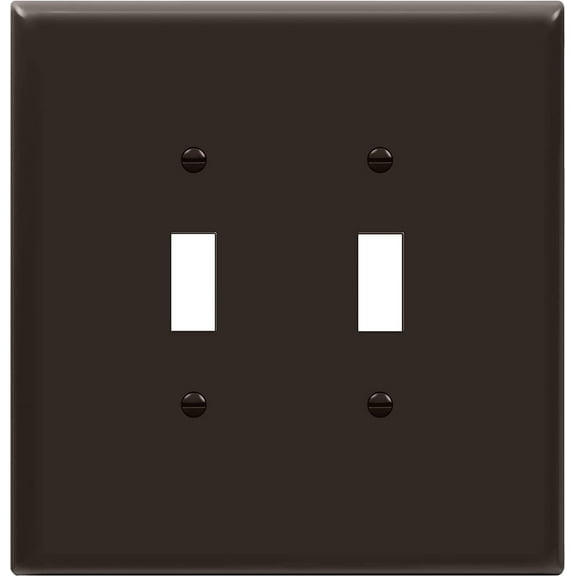 ENERLITES Double Toggle Switch Cover, Two Gang Light Switch Wall Plate, Gloss Finish, Oversized 2-Gang 5.5" x 5.5", Unbreakable Polycarbonate Thermoplastic, UL Listed, 8812O-BR, Brown