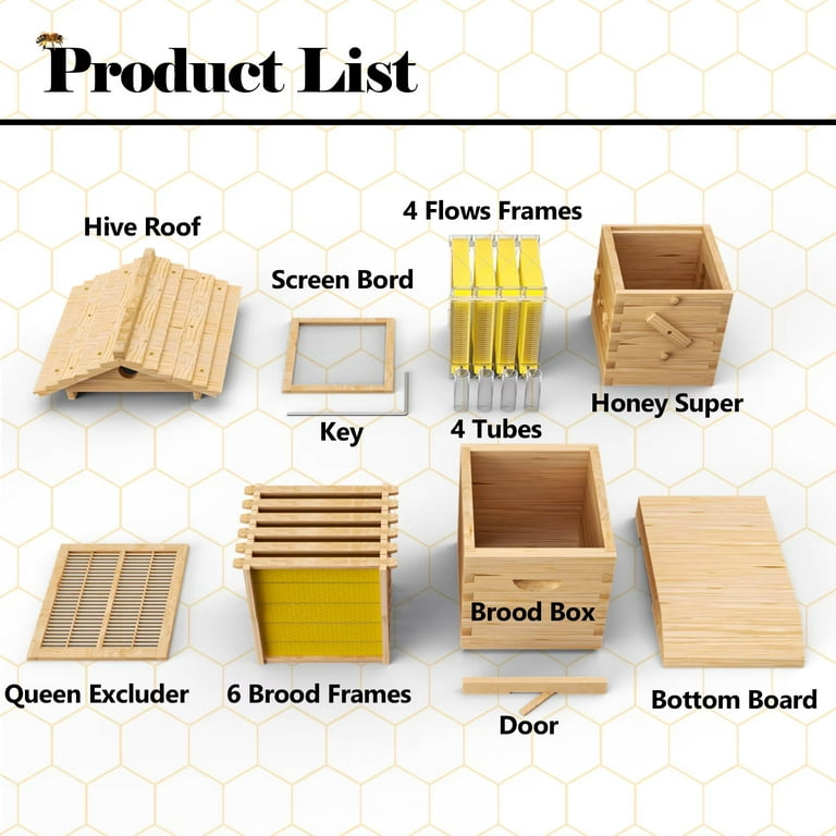 BEE-HIVE フライヤー VEVOR Bee Hive 40 Frame Bee Hives Starter Kit Beeswax Coated