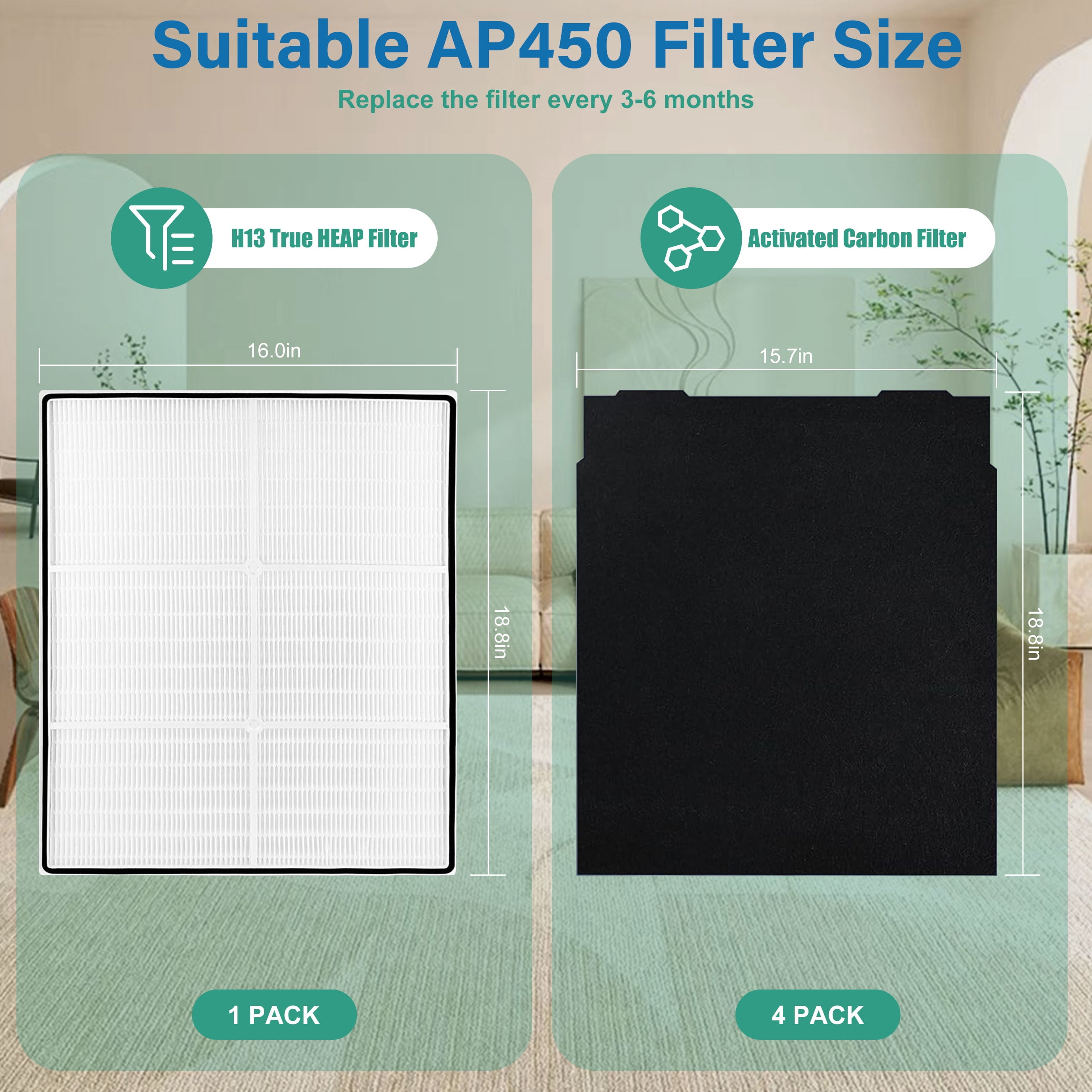 AMI PARTS True HEPA Carbon Filter for Air Purifier AP450 AP510 AP45030K