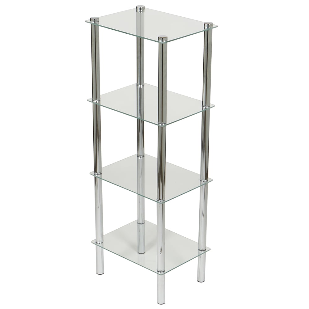 Corner Shelf Chrome Supports Glass Clear Floating Display Multi Sizes NEW 