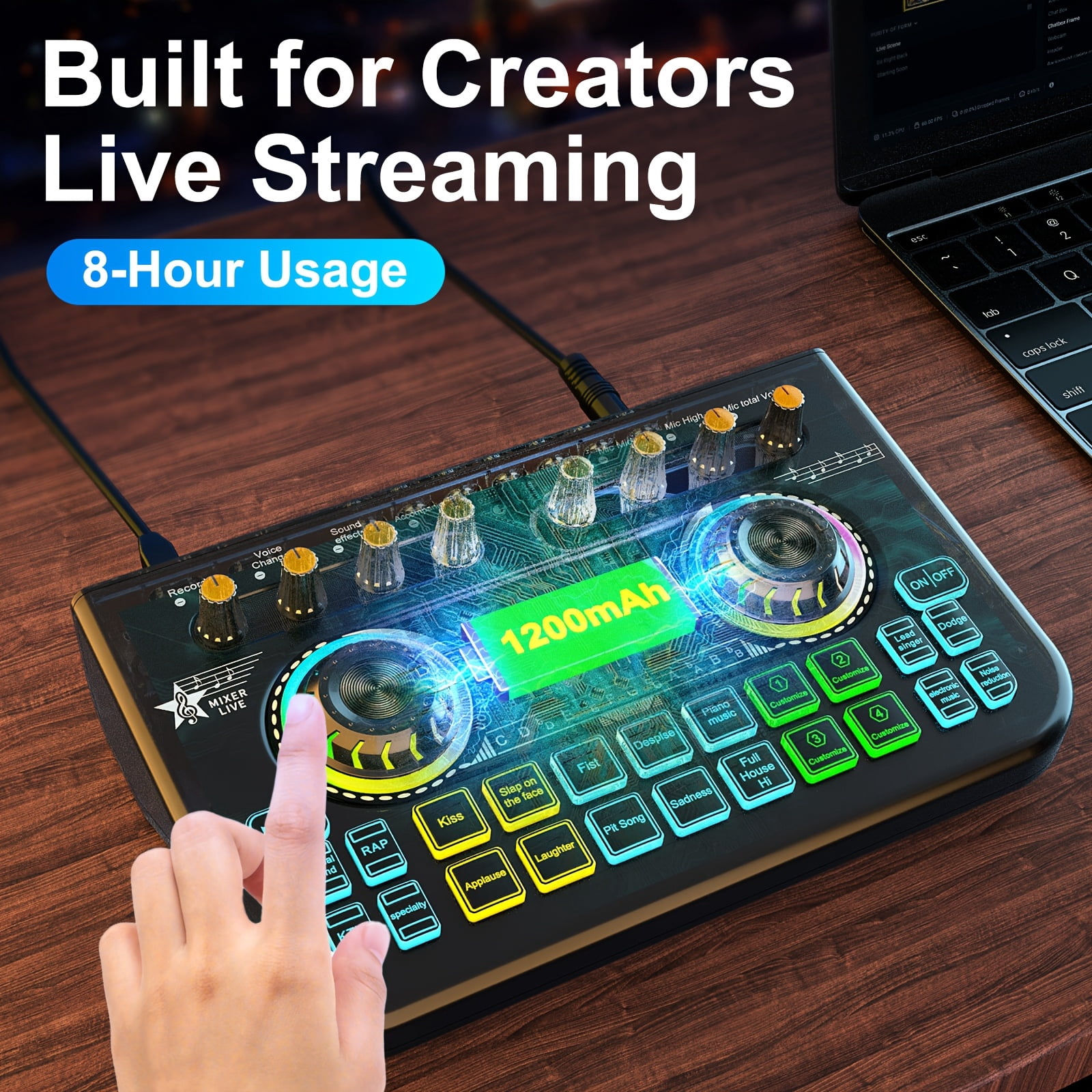Professional Mic Mixer Set for Podcast Singing Gaming DJ - Studio Recording Controller with Wireless Microphone, Karaoke Machine & Dynamic Condenser Mic