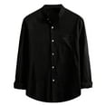 thumbnail image 2 of Mens Shirts Polos Winter Fashion Solid Color Lapel Long-Sleeved Solid Color Lapel Long-Sleeved Mens Clothing,Black,L, 2 of 6