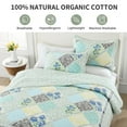 thumbnail image 4 of DDUOXIN California King Size Bedspread Set, 100% Cotton Green/Blue/Yellow Reversible Floral Real Patchwork Plaid Spring Oversized Quilted Bedspread, Farmhouse Lightweight 3-Piece King Coverlet,120x120, 4 of 10