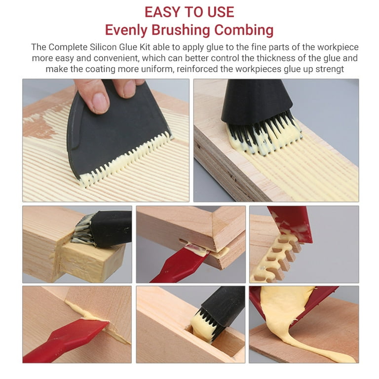 4pcs Soft Glue Brushs Tools Kit Silicone Scraper Tray Wood Glue Up Set Glue  Applicator Scraper Woodworking Coating Tools - AliExpress