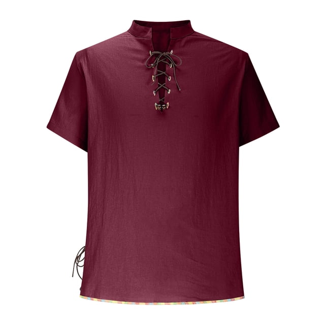 pstuiky Camisa de manga corta para hombre, Camisa de estilo hippie para hombre, de manga corta, estilo playero, informal, con cuello levantado y cuello vuelto. camisas casuales para hombre xxl