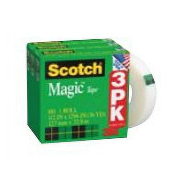 Scotch Magic 810H3 - Ruban Adhésif de Bureau - 0,5 Po x 108 Pi - 1 Po - Acétate - transparent Mat (pack de 3)