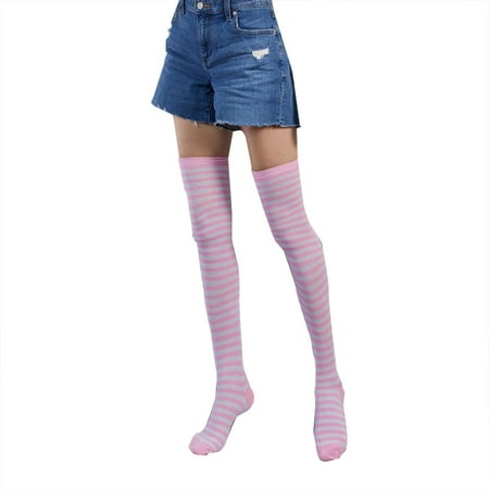 

Simu Womens Socks Soft Warm Winter Christmas Dance Party Multicolor Pinstripe Knee Warm And Cold Length Socks Socks Gifts for Women Mom