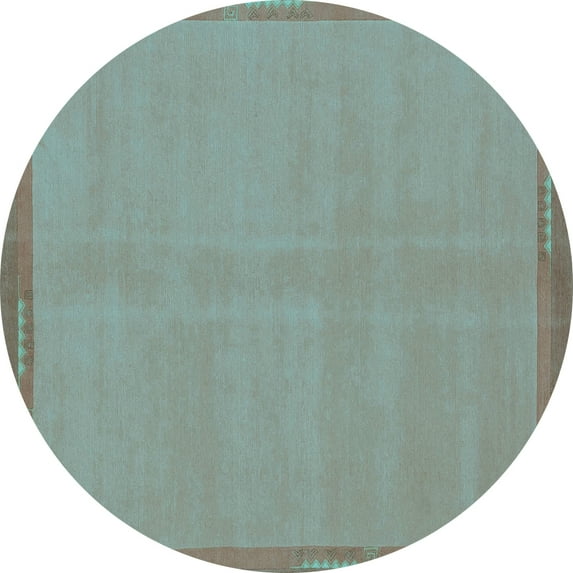 Ahgly Company Indoor Round Abstract Light Blue Modern Area Rugs, 8' Round