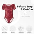 thumbnail image 6 of Balery Abstract Red Marble Women's Short Sleevee Crew Neck Bodysuit Tops Short Sleeve Tops Basic-Medium, 6 of 9