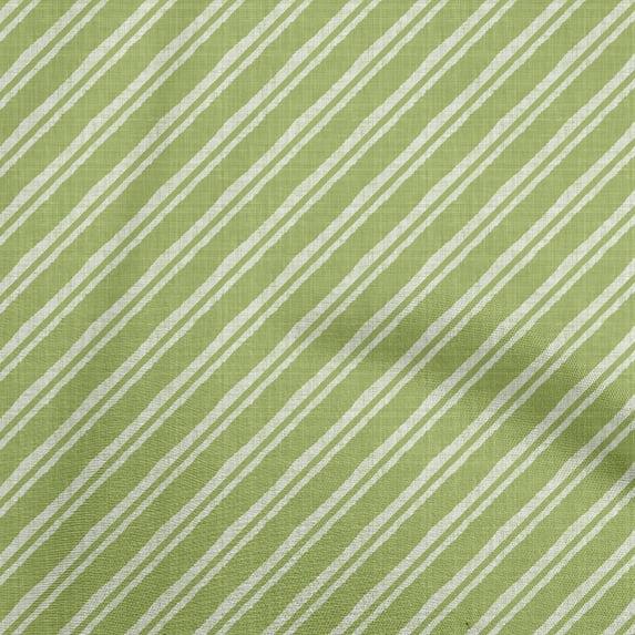 oneOone Cotton Cambric Light Green Fabric Stripes Dress Material Fabric Print Fabric By The Yard 56 Inch Wide