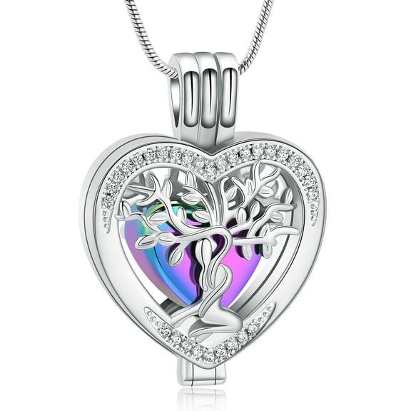 Latest Heart Cremation Jewelry Tree of Life Urn Ashes Necklace for Women Men Loved One Memorial Jewelry Heart Locket That Holds Ashes Ashes Necklace Keepsake Memorial Ash Jewelry