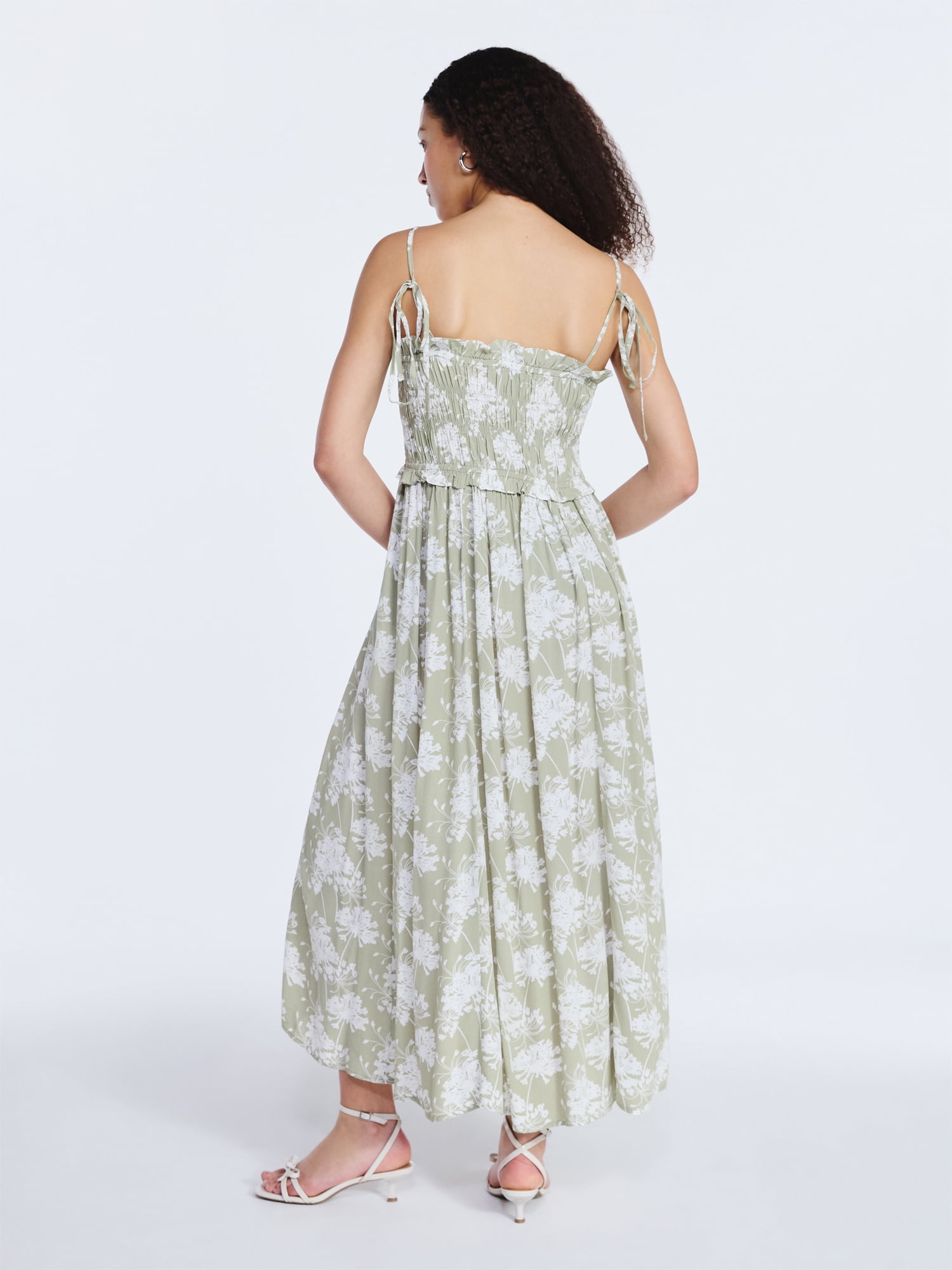 Free Assembly Women's Smocked Peplum Maxi Dress, Sizes XS-XXL
