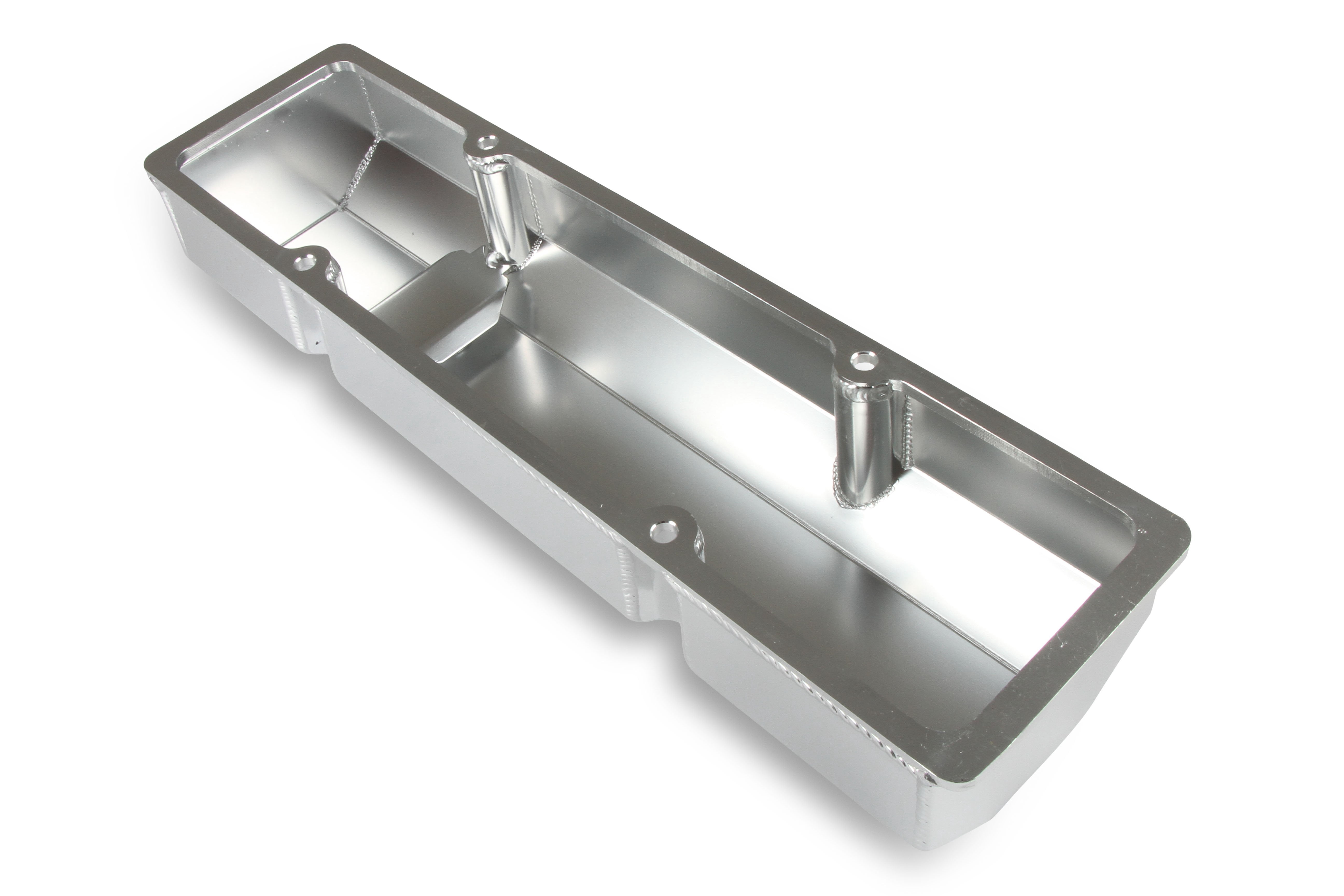 Holley 241-287 Holley GM Licensed Track Series Valve Cover; Fabricated Aluminum Valve Cover: Flat Top; Pair; Silver;