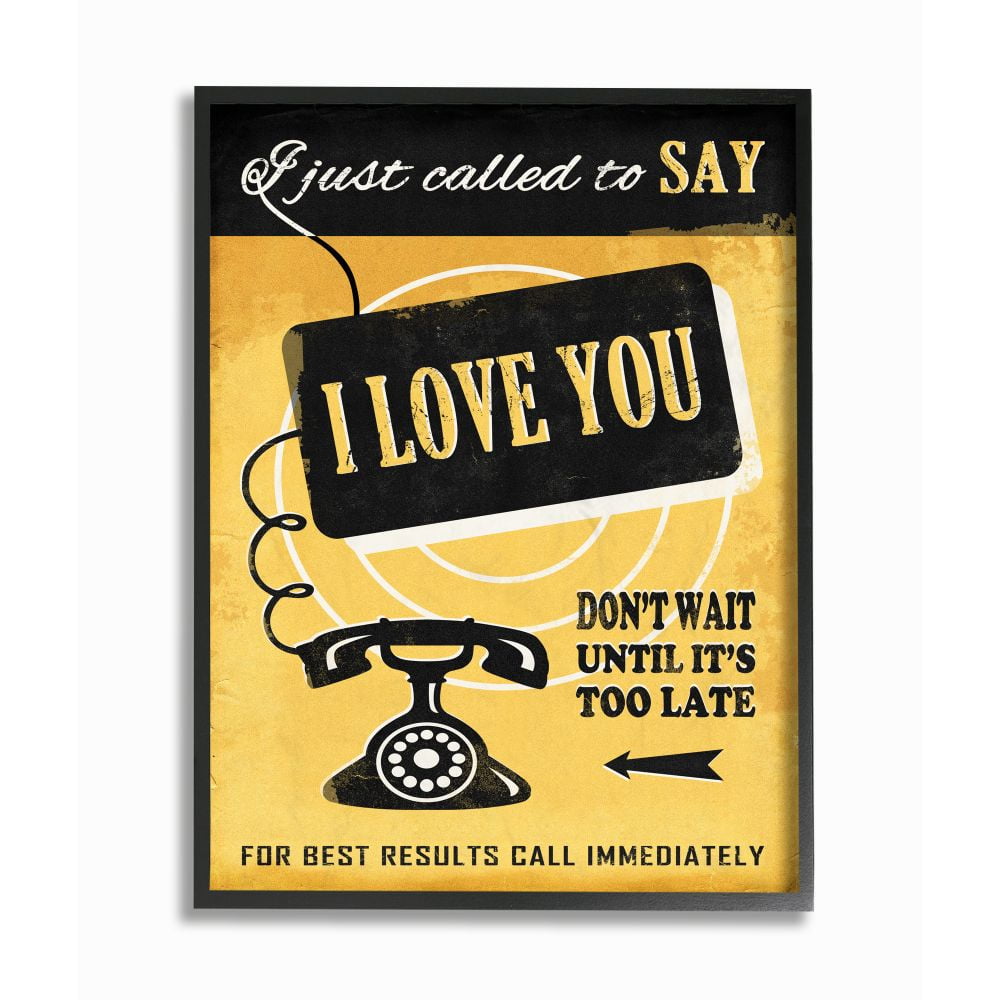 Stupell Industries Love Call Vintage Comic Book Yellow Design Framed Wall Art by Ester Kay