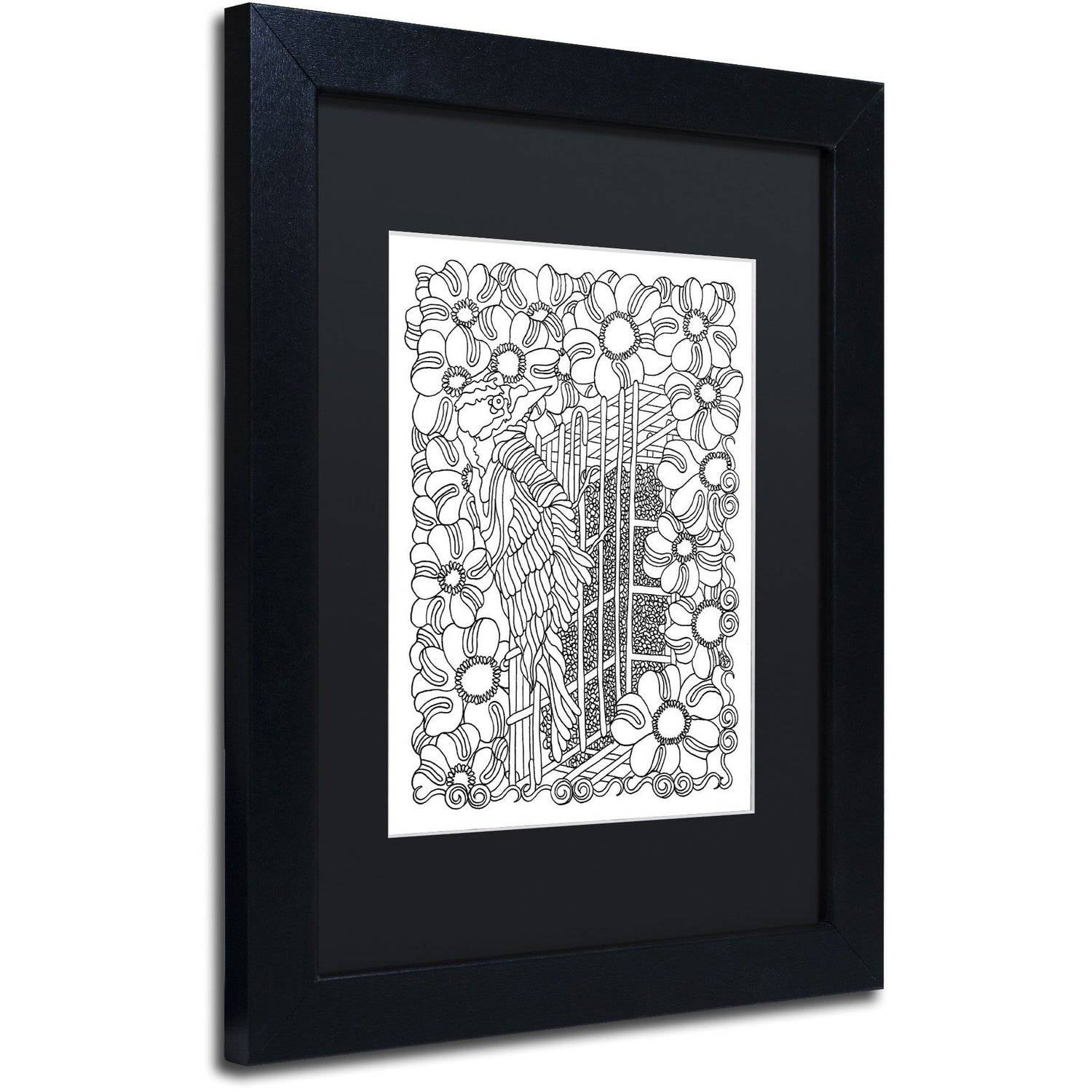 Trademark Fine Art "Woodpecker" Canvas Art by Kathy G. Ahrens, Black Matte, Black Frame