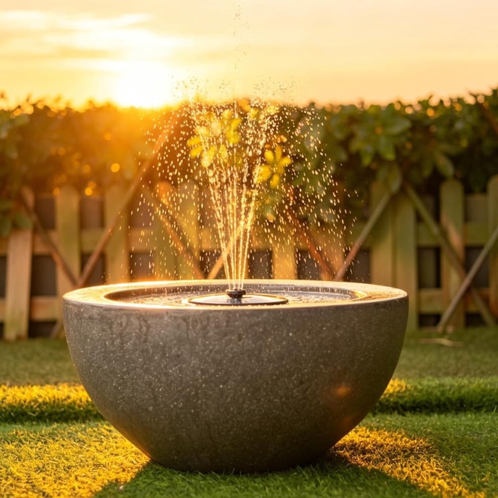 Solar Powered Outdoor Water Fountain, Cordless Garden Bowl Fountain, 14.2 Inch Resin Solar Water Feature for Patio, Backyard Decor.