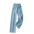 thumbnail image 5 of VBVC Women's Drawstring Cotton-Linen Pants,Pull-On Sweatpants for Women,Ladies Stretchy Breathable Trousers with Pockets,Light Blue,S-2XL, 5 of 7