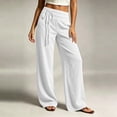 thumbnail image 3 of Gytharion Women's Fashion Corduroy Pants Solid Color Drawstring Elastic Waist Loose Pants Casual Wide Leg Trousers with Pockets, 3 of 6