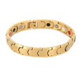 thumbnail image 1 of Pulsera de terapia magnética de acero de titanio, regalo para el cuidado de la salud, pulsera ajustable para hombres (oro), 1 of 14