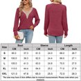 thumbnail image 2 of Camiseta Top de manga larga con adornos de encaje, traje diario básico para mujer, corte holgado, informal, Color sólido Cgtredaw Vino rojo T S para Mujer, 2 of 5
