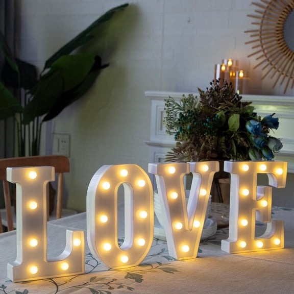 Led Light Up Letters, Marquee Letter Lights Love Sign, Decorative Numbers Light, Battery Powered Letter Sign Lights for Decor-Warm White