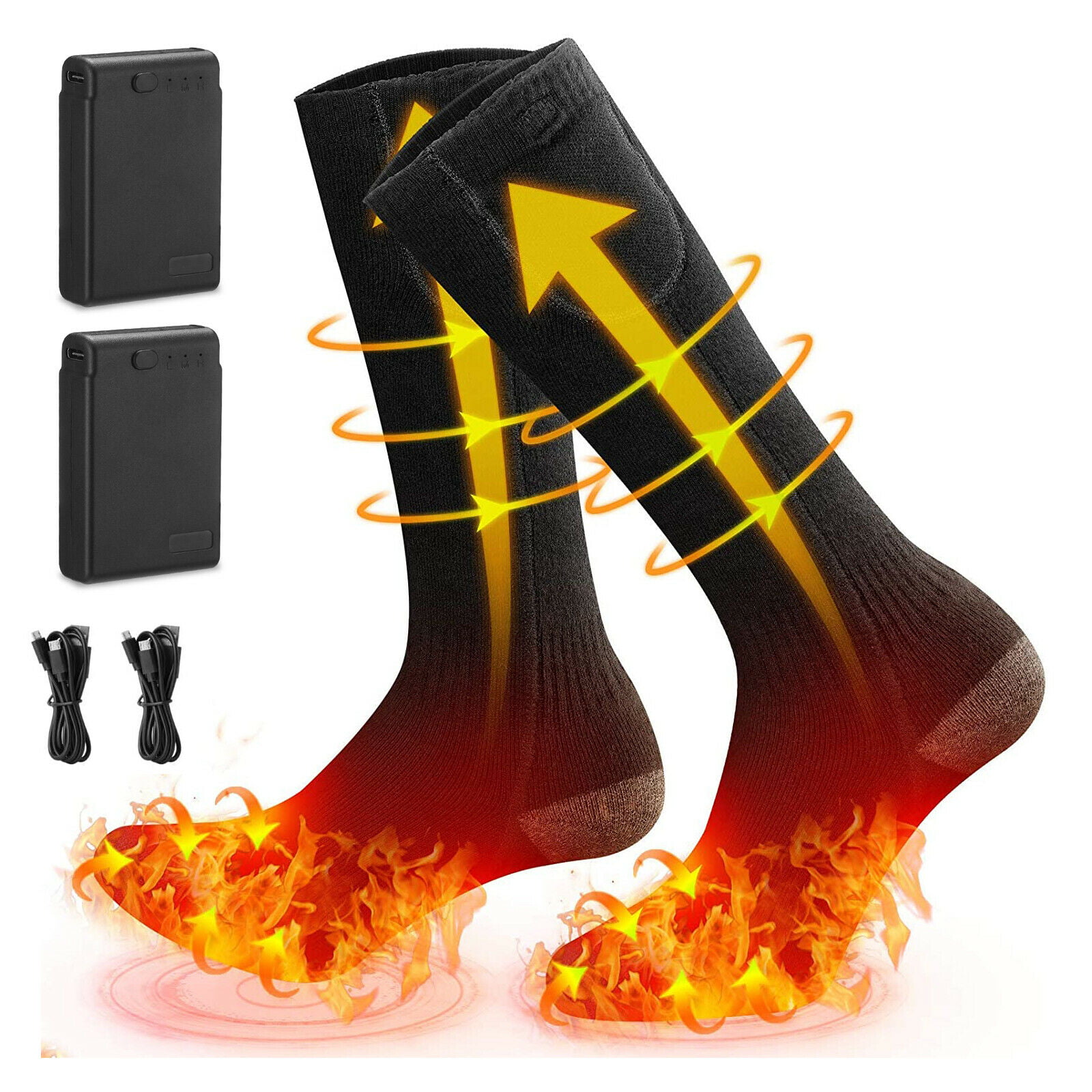 Details about   1 Pair Rechargeable Heated Socks Boot Feet Winter Warmer Skiing Hunting 3400mAh 