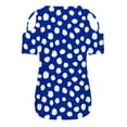 thumbnail image 6 of Women's Summer Shirts Short Sleeve Tunic Strappy Cold Shoulder Tops Polka Dolt Pullover Fashion Casual Blouses (L, Blue), 6 of 6