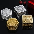 thumbnail image 4 of 1 Pc Retro Plastic Hollow Jewelry Storage Box Gold Silver Chocolate Candy Box Souvenir Trinket Organizer Wedding Favor Box Silver Hexagon, 4 of 6
