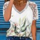 thumbnail image 1 of Blusas elegantes para mujer, pantalones cortos con cuello en V y encaje de lentejuelas, camiseta de manga, ropa informal para mujer FLhrweasw Nuevo, 1 of 7