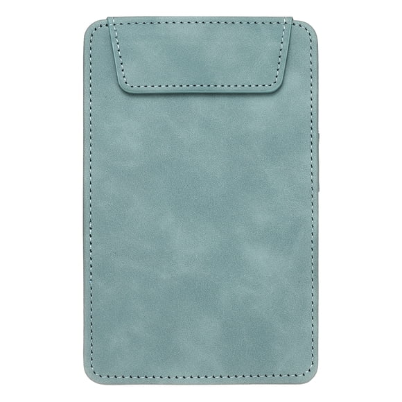 Clipboard de cuero PU A5, portafolio magnético de negocios de 4"x6" con organizador de soporte para bolígrafo, carpeta de oficina, tablero de escritura, cian
