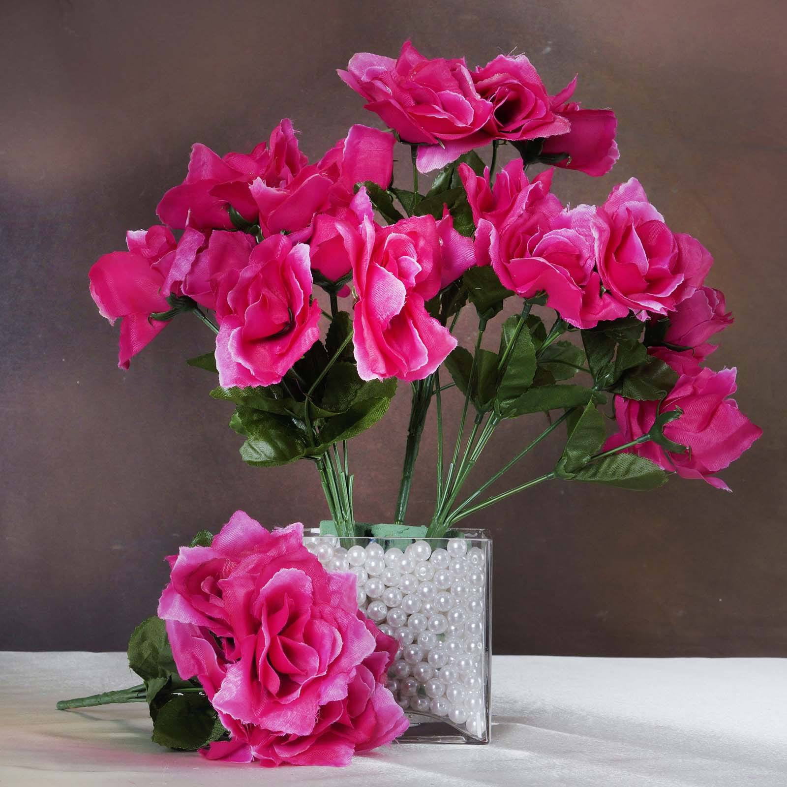 84 Rose Buds CREAM PINK Silk Wedding Bouquet Centerpiece Long Stem Flowers 