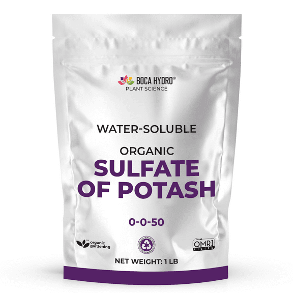 Boca Hydro Sulfate of Potash 0-0-50 – High-Purity, Water-Soluble Potassium & Sulfur Fertilizer – Chloride-Free SOP for Hydroponics, Fertigation, Foliar, Pots, Containers, and Soil Applications