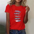 thumbnail image 1 of Fiudx Ofertas de La Semana Camiseta de Manga Corta con Cuello Redondo y Estampado Informal a La Moda para Mujer, Top/Camisa de Manga Corta con Cuello Redondo, 1 of 4
