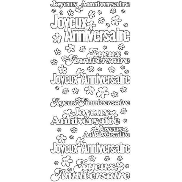 Peel Off Stickers Joyeux Anniversiare Silver Walmart Com Walmart Com