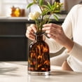 thumbnail image 3 of YAMB Tortoiseshell Print Glass Vase, 7.1" Modern Hand-Blown Decorative Table Centerpiece Vase, Thick Glass Amber Floral Container for Living Room Home Decor, 3 of 5