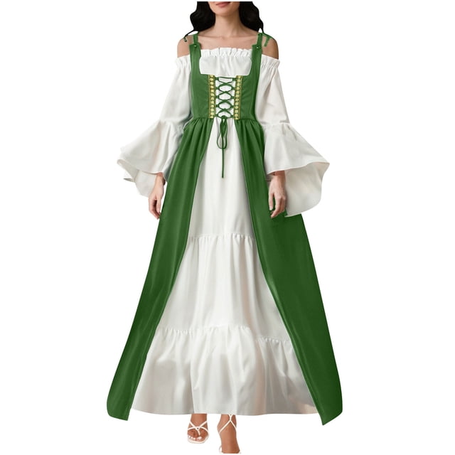Tqyyweavej Robe Renaissance pour Femmes Corset Médiéval Vintage Gothique Costumes Manches Papillon Robe de Cocktail Steampunk