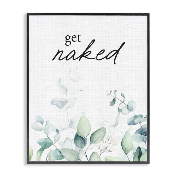 Stupell Industries Modern Get Naked Minimal Herbs Black Framed Giclee Art, 11 x 14, by Lettered and Lined