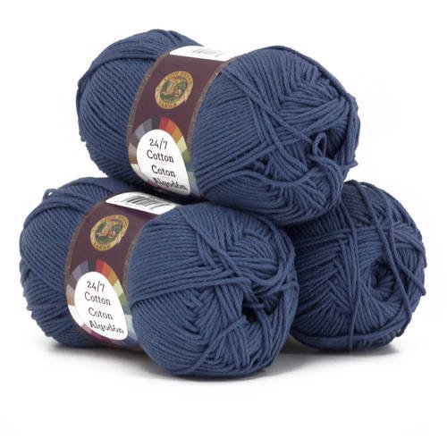 Lion Brand Yarn 24/7 Cotton DK Azul Light Cotton Yarn 3 Pack