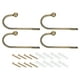 thumbnail image 1 of Soporte de cortina U en forma de gancho montado en la pared, ganchos de tornillo, soporte de bronce, paquete de 4, 1 of 6