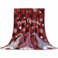 thumbnail image 2 of Merry Christmas Throw Flannel Blanket 40x60In Christmas Gnomes Snowflakes Heart Red Plaid Super Soft Cozy Bed Blanket, Lightweight Plush Fuzzy Bed Throw for Bedroom Sofa Couch Living Room, 2 of 4