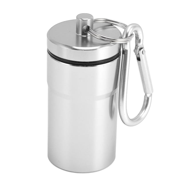Small Storage Tube, Sturdy and Lasting Aluminum Alloy Lightweight Design Keychain Container Whistle Rope for Travel for Hooks Cables Seasonings Black,Red,Silver