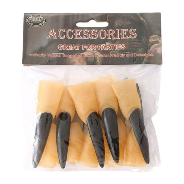10 piezas de dedos de bruja, accesorios para disfraz de Halloween, uñas de bruja para maquillaje de bar 2 cm x 9 cm