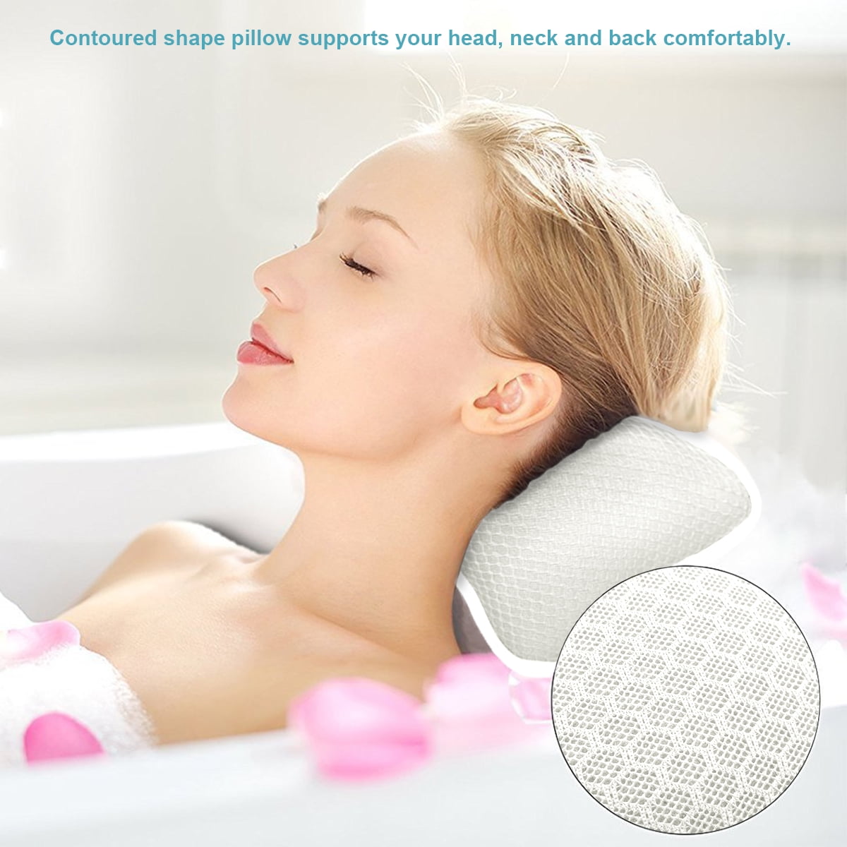 Acalu Luxury Bath Pillow, Bathtub Pillow for Tub Spa for Neck Head  Shoulders Back Support, Thick Bath Cushion with 6 Suction Cups 4D Air Mesh  Men