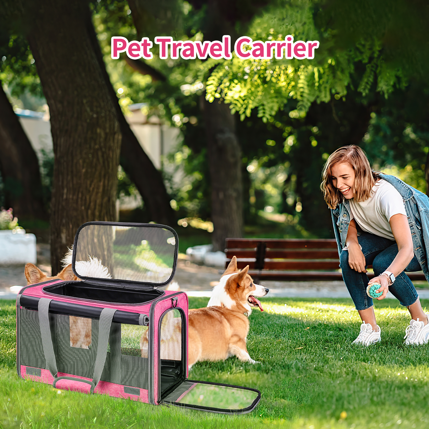Cshidworld Collapsible Airline Approved Cat Carrier, Pink photo 7