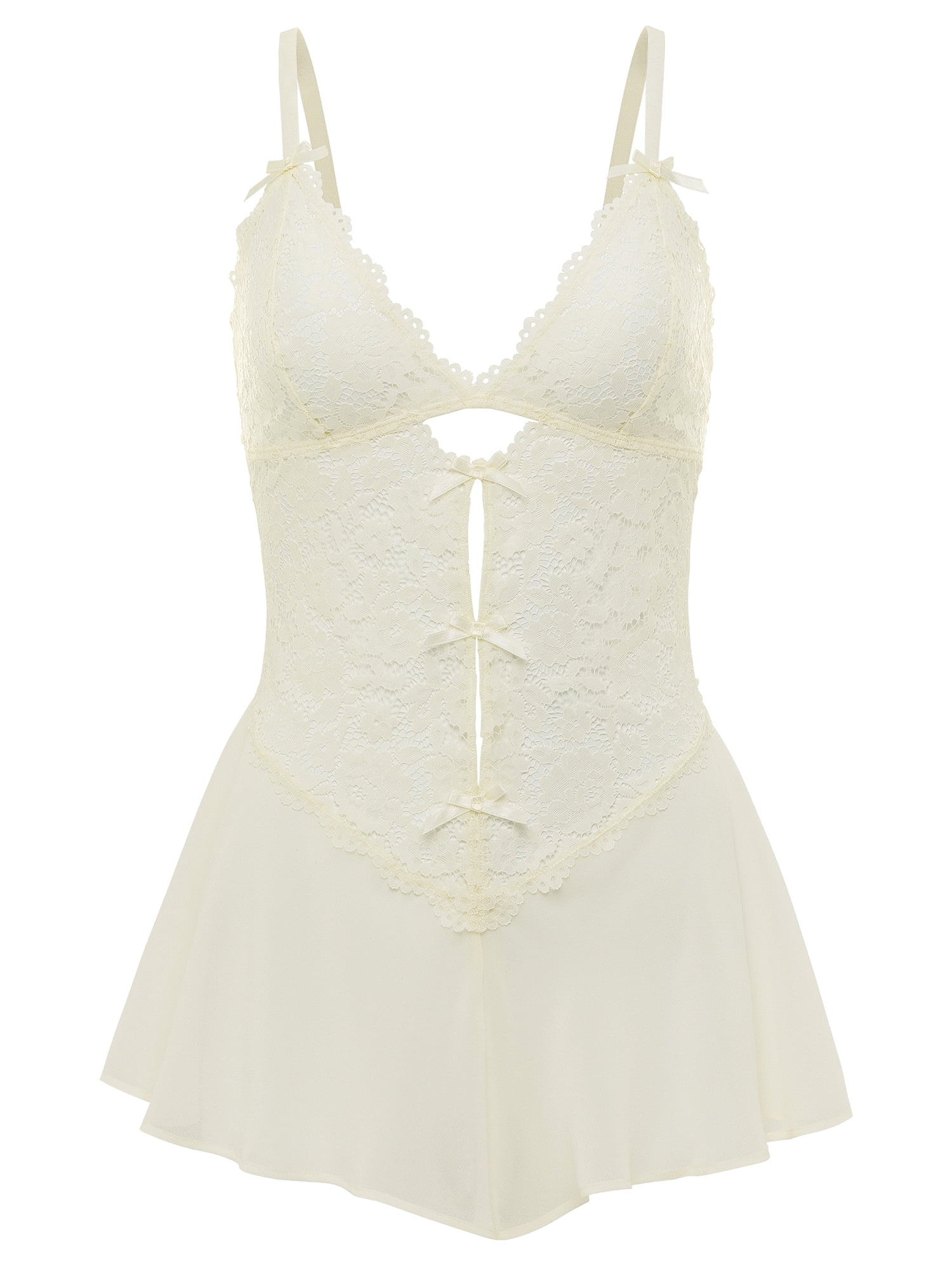 Adored by Adore Me Women's Ophelia Lace and Mesh Romper, Sizes S-3X