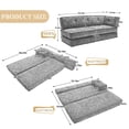 thumbnail image 4 of 3 Seater Chenille Convertible Sofa Bed with Modular Sections & Side Pockets – Compact Design for Small Spaces, Thick Cushions, No Assembly Required, Pink, 4 of 7