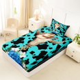 thumbnail image 5 of Manfei Floral Western Bull Skull Twin Sheets 3pcs,Cow Print Bedding,Turquoise Black,1 Flat Sheet,1 Fitted Sheet and 1 Pillowcase, 5 of 6